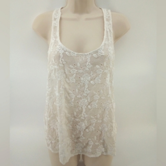 Abercrombie & Fitch Tops - Abercrombie & Fitch Ivory Lace Embroidered Tank Top Small